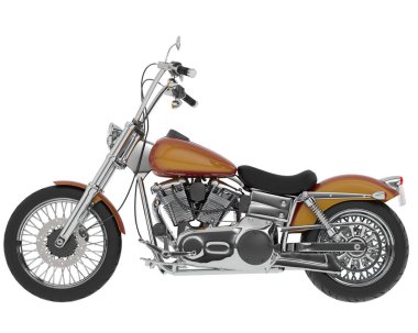 Motosiklet görüntüsü beyaz arka planda izole edildi