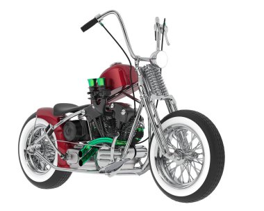 Motosiklet görüntüsü beyaz arka planda izole edildi