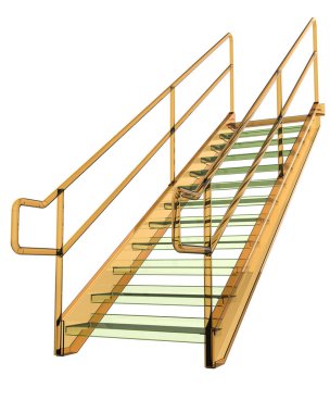 Arka planda izole edilmiş merdivenler, resimlendirilmiş 3D