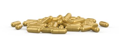 Beyaz arka planda izole edilmiş haplar. 3d görüntüleme - illüstrasyon