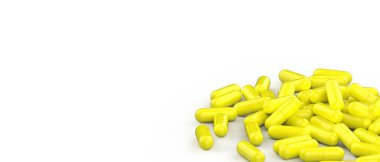 Beyaz arka planda izole edilmiş haplar. 3d görüntüleme - illüstrasyon