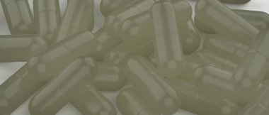 Beyaz arka planda izole edilmiş haplar. 3d görüntüleme - illüstrasyon