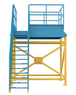 Arka planda sanayi platformu izole edilmiş. 3d görüntüleme - illüstrasyon