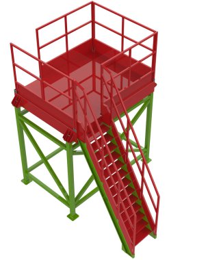 Arka planda sanayi platformu izole edilmiş. 3d görüntüleme - illüstrasyon