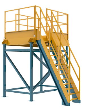 Arka planda sanayi platformu izole edilmiş. 3d görüntüleme - illüstrasyon