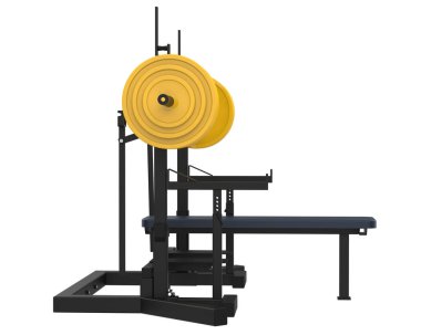 Arka planda jimnastik masası var. 3d görüntüleme - illüstrasyon