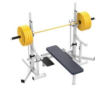 Arka planda jimnastik masası var. 3d görüntüleme - illüstrasyon