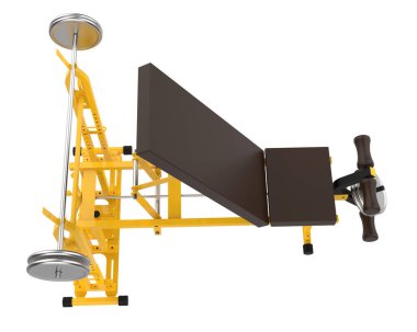 Spor malzemeleri gri arka planda izole edilmiş. 3d görüntüleme - illüstrasyon