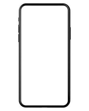 Modern telefon gri arka planda izole edilmiş. Gerçekçi bir akıllı telefon modeli. 3d görüntüleme - illüstrasyon