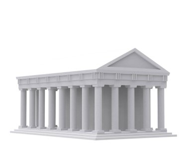 Yunan tapınağı arka planda maskeyle izole edilmiş. 3d görüntüleme - illüstrasyon