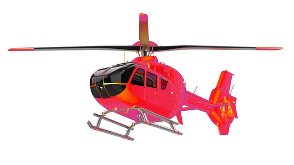 Helicóptero Moderno Isolado Fundo Branco — Fotografia de Stock