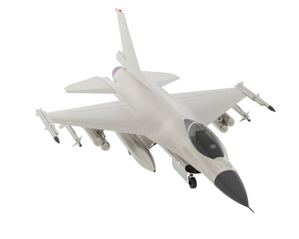 Fighter jet isolated on white background. 3d rendering - illustration