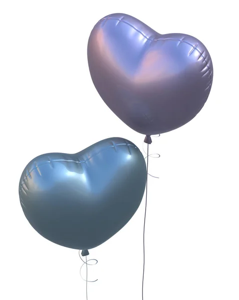 Ballons Cardiaques Isolés Sur Fond Rendu Illustration — Photo