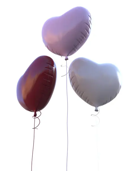 Hjärtballonger Isolerade Bakgrunden Rendering Illustration — Stockfoto