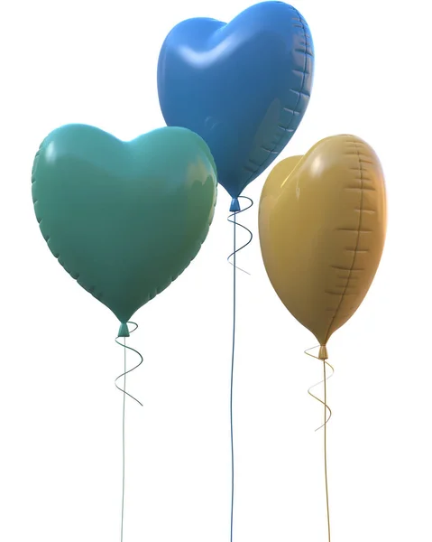 Καρδιά Μπαλόνια Απομονώνονται Στο Παρασκήνιο Render Εικονογράφηση — Φωτογραφία Αρχείου