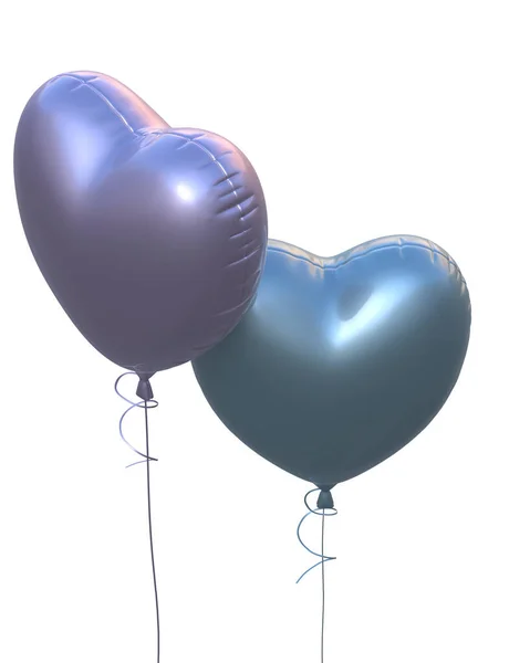 Balões Cardíacos Isolados Fundo Rendering Ilustração — Fotografia de Stock