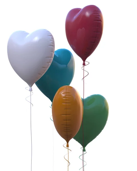 Ballons Cardiaques Isolés Sur Fond Rendu Illustration — Photo