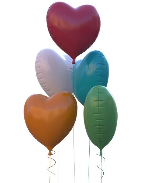 Balony Tle Serca Odizolowane Renderowanie Ilustracja — Zdjęcie stockowe