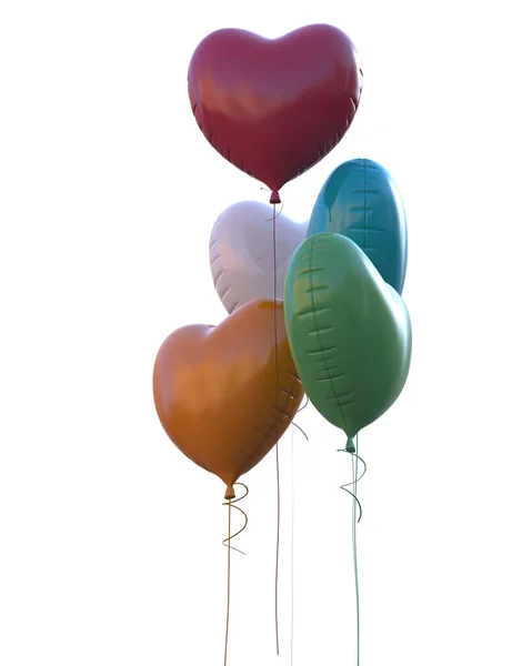 Ballons Cardiaques Isolés Sur Fond Rendu Illustration — Photo