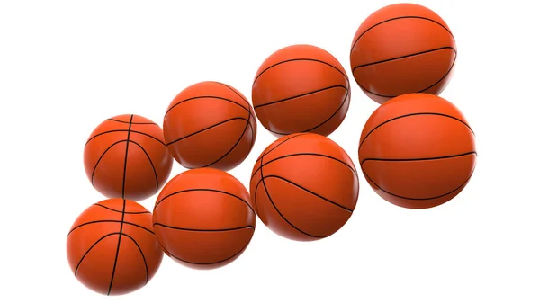 Баскетбольные Мячи Изолированы Заднем Плане Рендеринг Иллюстрация — стоковое фото