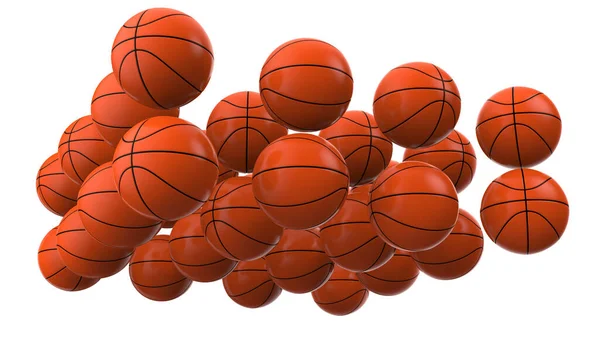 Piłki Koszykówki Izolowane Tle Renderowanie Ilustracja — Zdjęcie stockowe