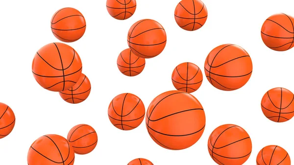 Piłki Koszykówki Izolowane Tle Renderowanie Ilustracja — Zdjęcie stockowe