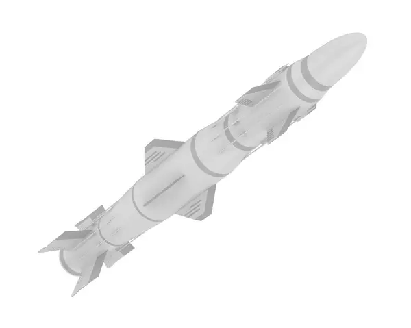 Weergave Van Een Raket Een Witte Achtergrond — Stockfoto