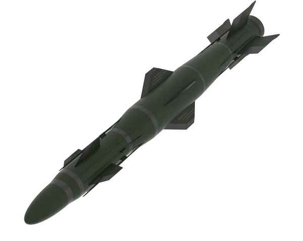 3 d render of a Missile on a white background