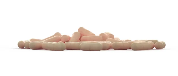 Fehér Háttér Felett Izolált Tabletták Renderelés Illusztráció — Stock Fotó
