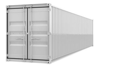 Arka planda maskeli süper kargo konteynırları var. 3d görüntüleme - illüstrasyon