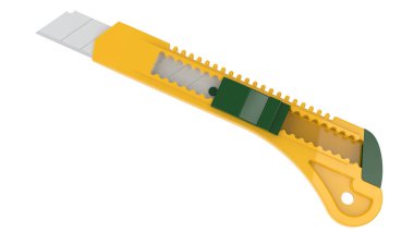 Kesici bıçak arka planda maskeyle izole edilmiş. 3d görüntüleme - illüstrasyon