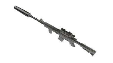 Makineli tüfek beyaz arka planda izole edilmiş. 3d görüntüleme - illüstrasyon