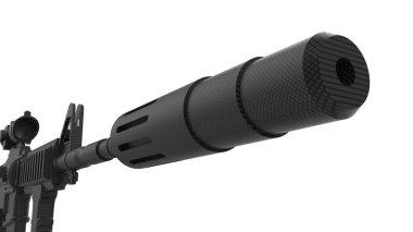 Makineli tüfek beyaz arka planda izole edilmiş. 3d görüntüleme - illüstrasyon