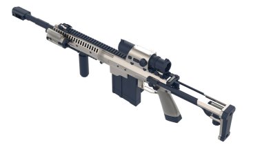 Makineli tüfek beyaz arka planda izole edilmiş. 3d görüntüleme - illüstrasyon