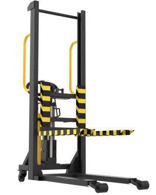 Arka planda maskeyle izole edilmiş kargo için depo hidrolik ekipmanı. 3d görüntüleme - illüstrasyon