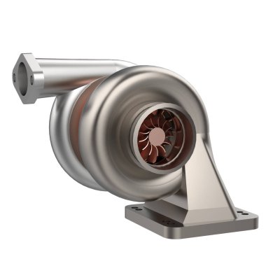 Motor turbo şarjı arka planda izole edildi. 3d görüntüleme - illüstrasyon