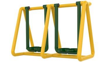 Gri arka planda izole edilmiş spor malzemeleri. 3d görüntüleme - illüstrasyon