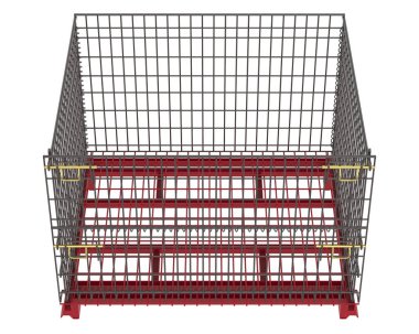 Metalik tel sepet beyaz arka planda izole edilmiş. 3d görüntüleme - illüstrasyon