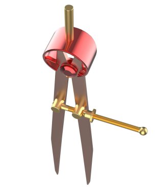 Metalik ayırıcı ayarlandı. Pusula arka planda izole edildi. 3d görüntüleme - illüstrasyon