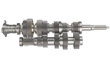 Beyaz arka planda 6 vites. 3d görüntüleme - illüstrasyon