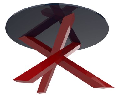 Metal plakalı modern metal bir masa..