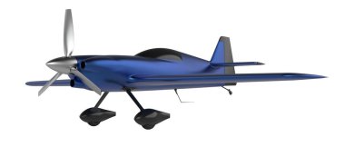 Beyaz zemin üzerinde mavi Xtreme Air Sbach 342 'nin 3 boyutlu resmi izole edilmiş. İki koltuklu akrobatik ve tek kanatlı uçaklar 