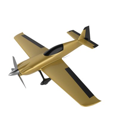 Beyaz zemin üzerinde izole edilmiş 3D Xtreme Air Sbach 342. İki koltuklu akrobatik ve tek kanatlı uçaklar 