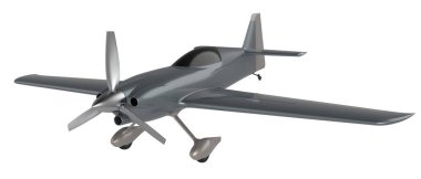 Xtreme Air Sbach 342 'nin beyaz arka planda izole edilmiş üç boyutlu görüntüsü. İki koltuklu akrobatik ve tek kanatlı uçaklar 