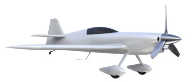 Xtreme Air Sbach 342 'nin beyaz arka planda izole edilmiş üç boyutlu görüntüsü. İki koltuklu akrobatik ve tek kanatlı uçaklar 