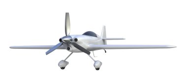 Xtreme Air Sbach 342 'nin beyaz arka planda izole edilmiş üç boyutlu görüntüsü. İki koltuklu akrobatik ve tek kanatlı uçaklar 
