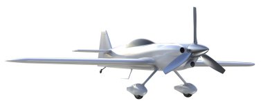 Xtreme Air Sbach 342 'nin beyaz arka planda izole edilmiş üç boyutlu görüntüsü. İki koltuklu akrobatik ve tek kanatlı uçaklar 