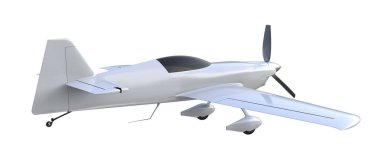 XtremeAir Sbach 342 'nin beyaz arka planda izole edilmiş üç boyutlu görüntüsü. İki koltuklu akrobatik ve tek kanatlı uçaklar 