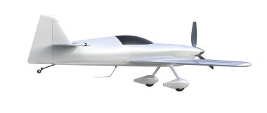 XtremeAir Sbach 342 'nin beyaz arka planda izole edilmiş üç boyutlu görüntüsü. İki koltuklu akrobatik ve tek kanatlı uçaklar 