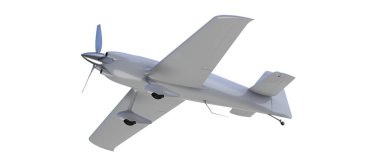 XtremeAir Sbach 342 'nin beyaz arka planda izole edilmiş üç boyutlu görüntüsü. İki koltuklu akrobatik ve tek kanatlı uçaklar 